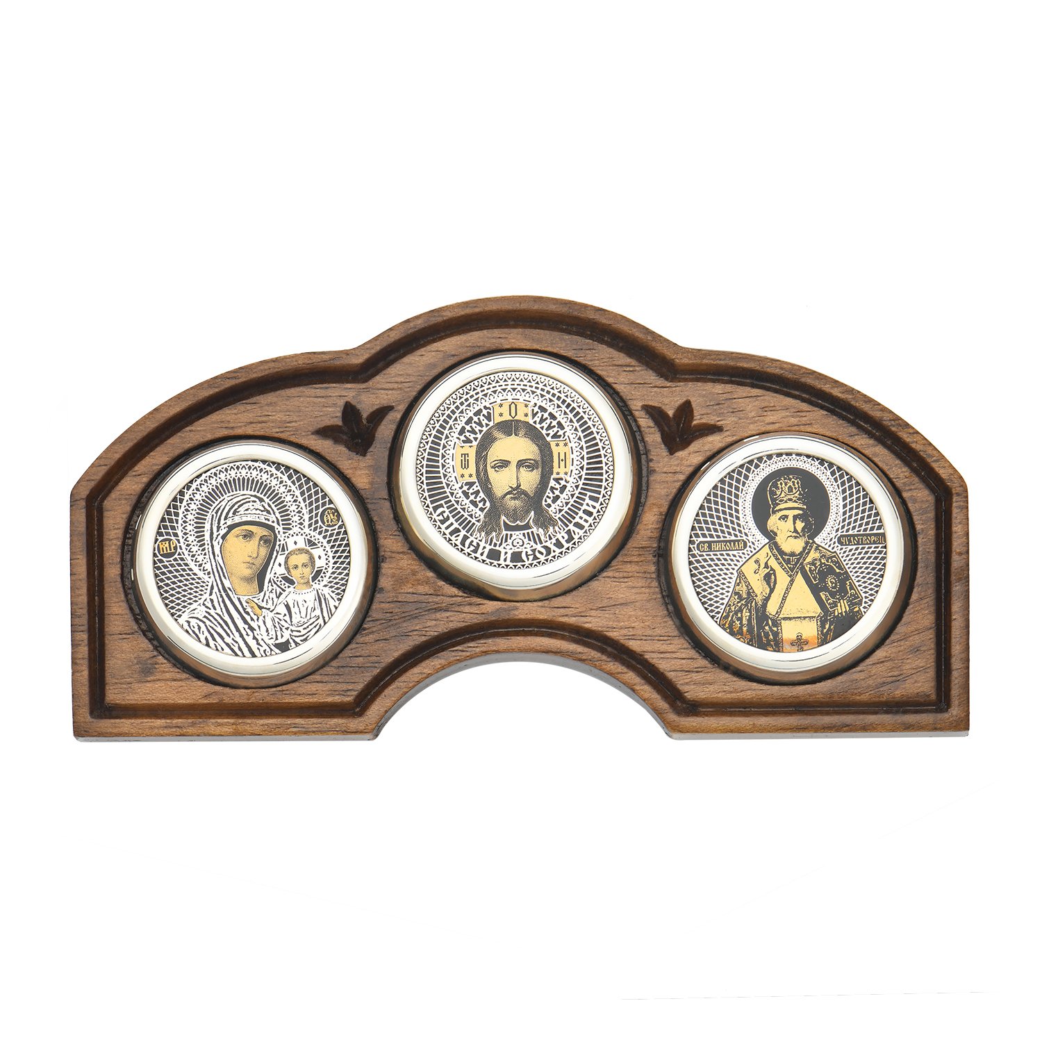 Деревянная автомобильная икона с обсидианом